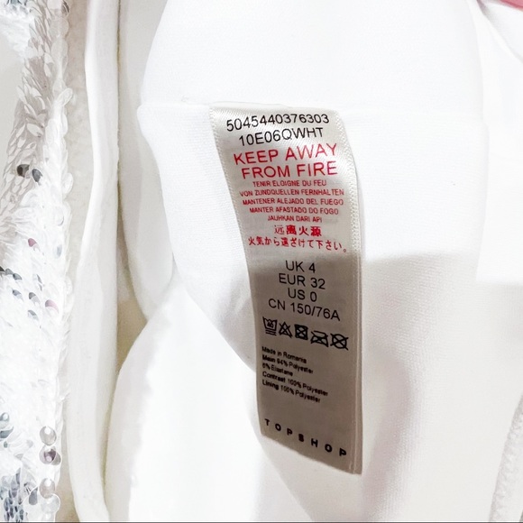 Topshop Sequin Halter Mermaid Iridescent Mini Tie Neck Dress size 0 - Picture 9 of 9